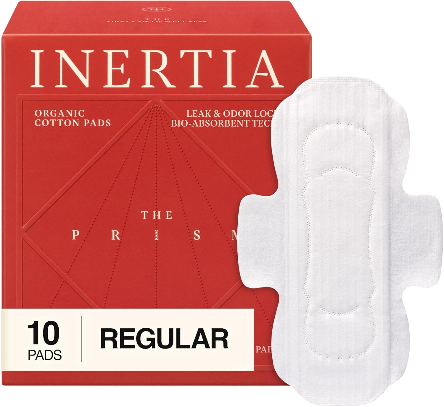 Băng Vệ Sinh Hữu Cơ INERTIA The Prism Red – Siêu Mỏng, Có Cánh, 100% Cotton Hàn Quốc – Không Clo & Hương Liệu (Gói 10 Miếng)