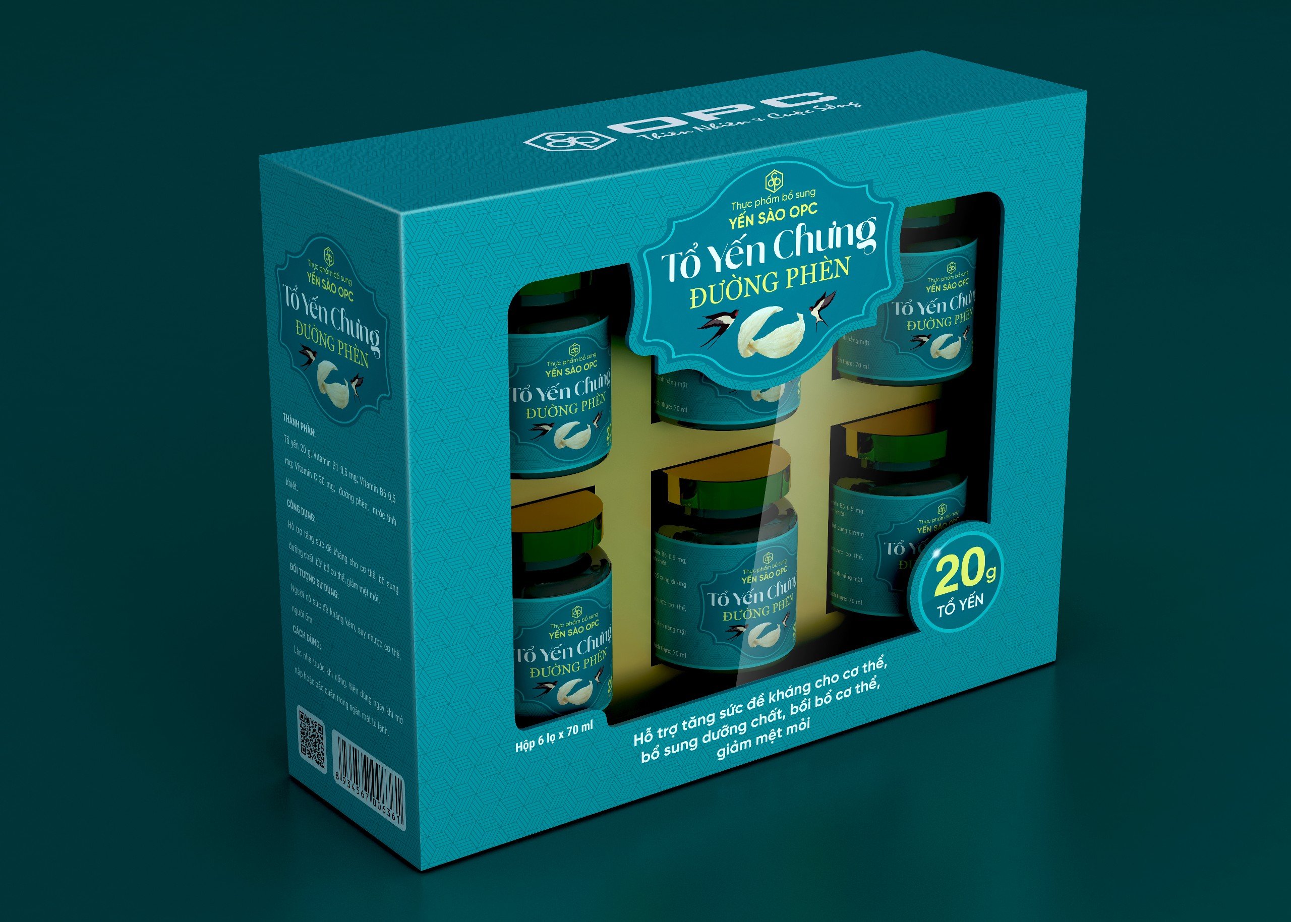 TPBS - YẾN SÀO OPC-TỔ YẾN CHƯNG ĐƯỜNG PHÈN (hộp 6 lọ x 70 mL)